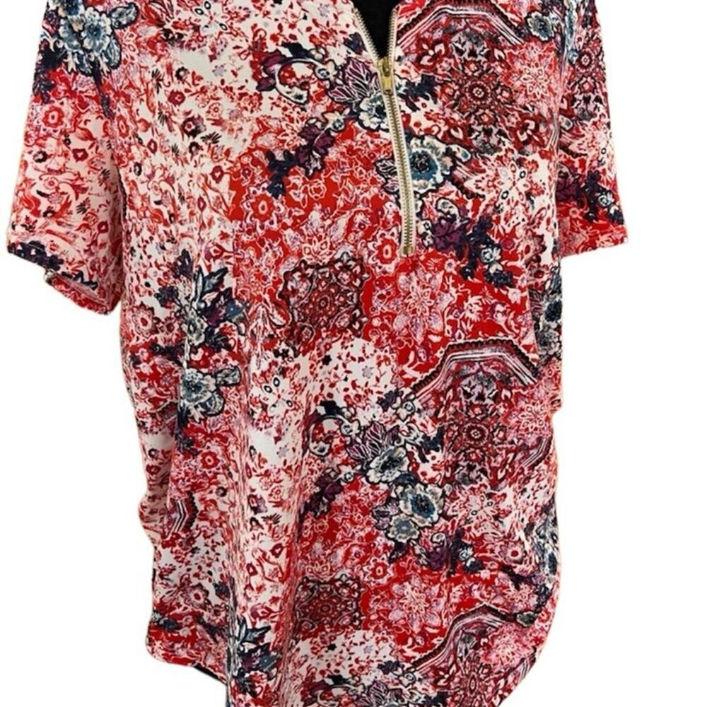 Always Indigo Women’s size M, 1/4 zip short sleeve top
